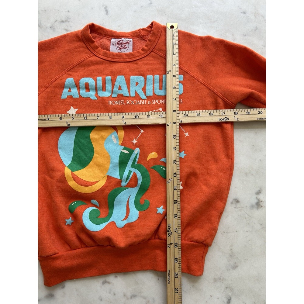 Midnight Rider Anthropologie Carolita Zodiac Sweatshirt Aquarius Size XXS Orange - Picture 5 of 8